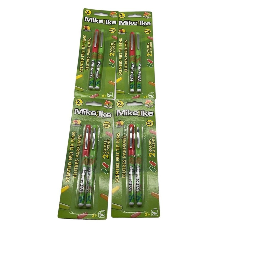Mike & Ike x4 Scented Felt Tip Pens 2 Colors 2 Scents Red & Green
